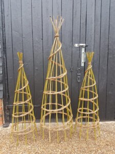 willow obelisk plant supports come in a variety of sizes